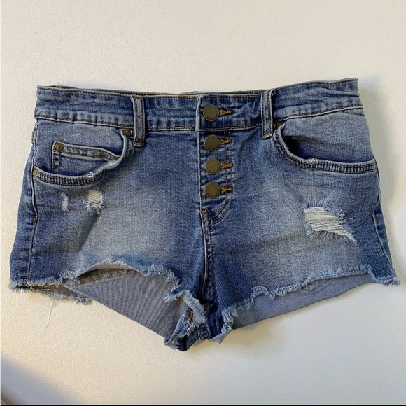 Billabong Blue Distressed Jean Shorts Cut-Off - Picture 1 of 5